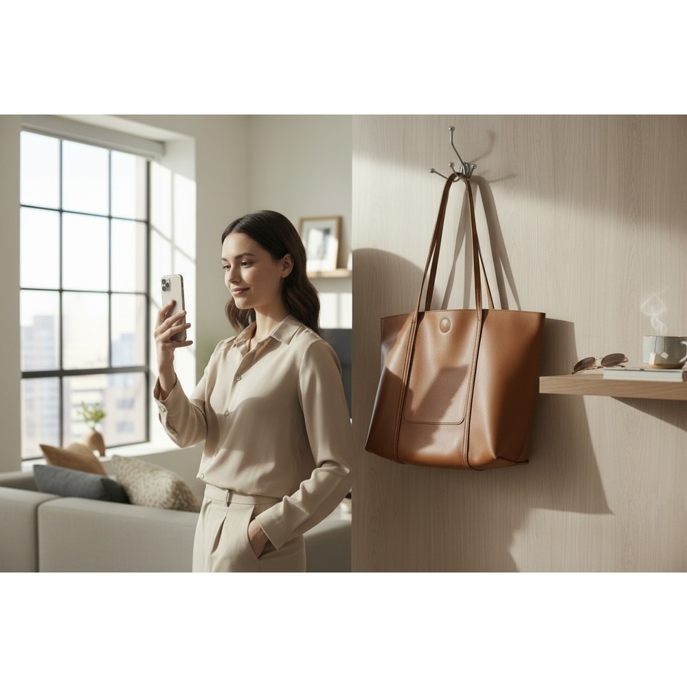 Mellow World  Vegan Leather Shoulder Purse Tote Bag & Wristlet Womens Brown Chic